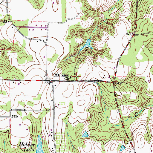 Topographic Map of Mount Zion Church, TX
