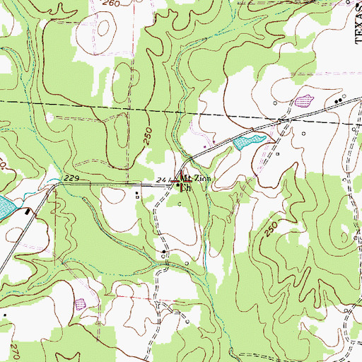 Topographic Map of Mount Zion Church, TX