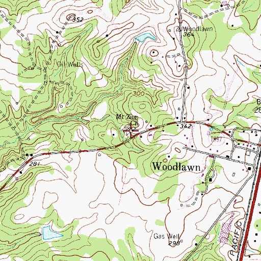 Topographic Map of Mount Zion Church, TX