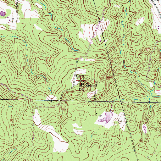 Topographic Map of Mount Zion Church, TX
