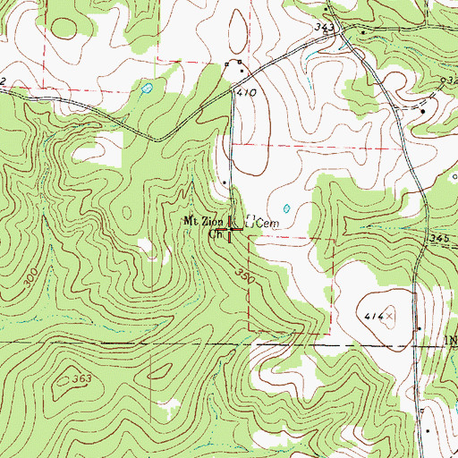 Topographic Map of Mount Zion Church, TX