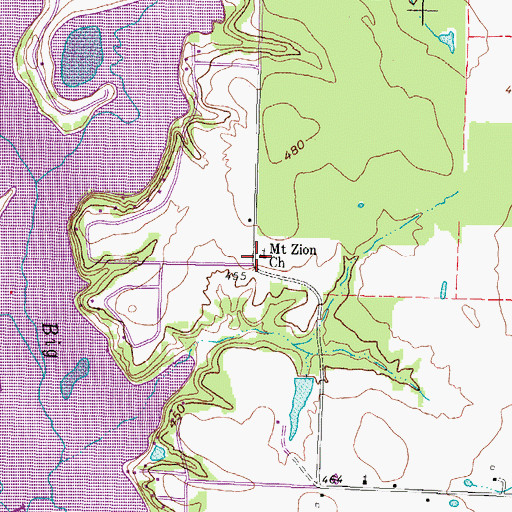 Topographic Map of Mount Zion Church, TX