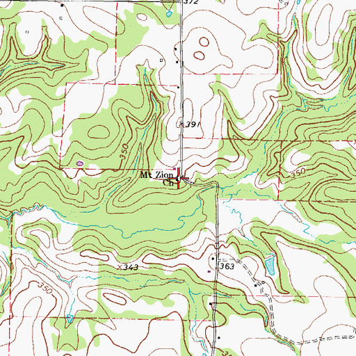 Topographic Map of Mount Zion Church, TX