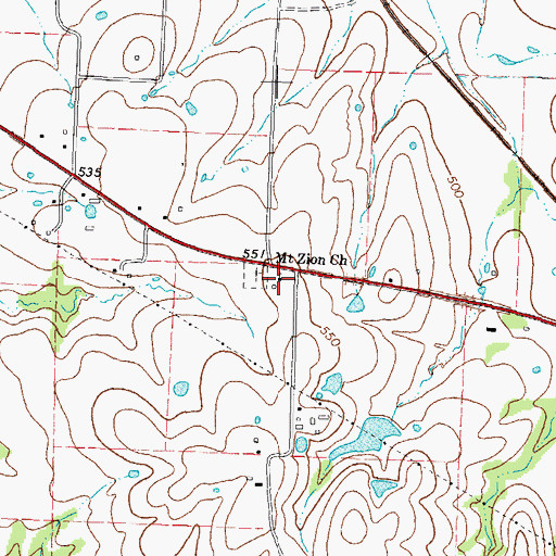 Topographic Map of Mount Zion Church, TX