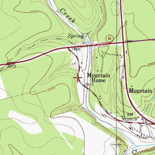 Topographic Map of Mountain Home, TX