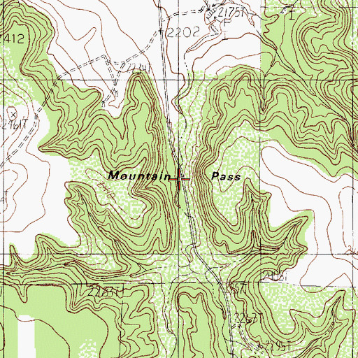 Topographic Map of Mountain Pass, TX