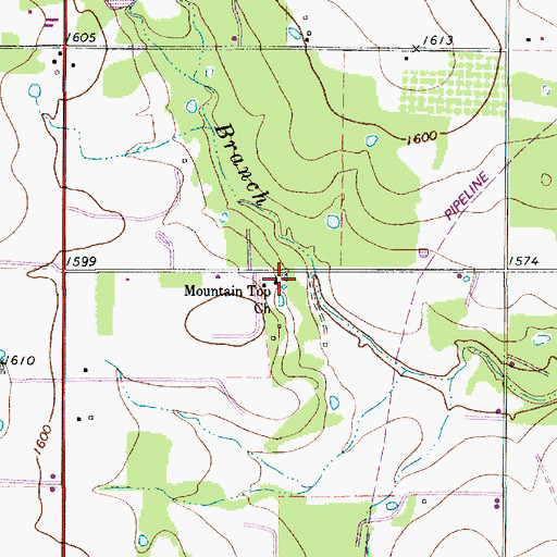Topographic Map of Mountain Top Church, TX