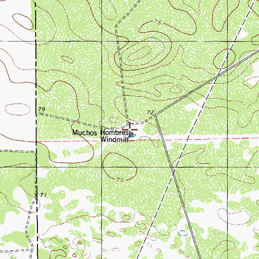 Topographic Map of Muchos Hombres Windmill, TX