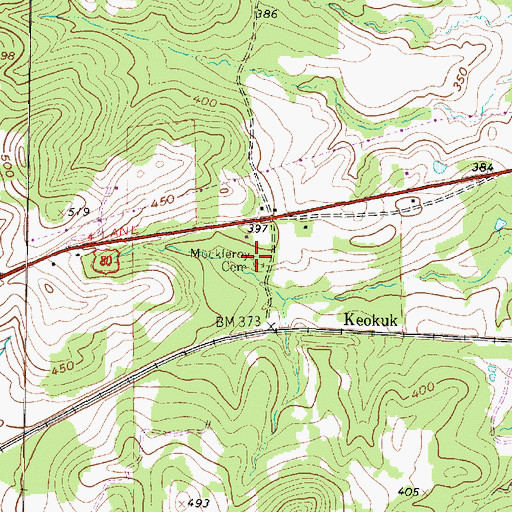 Topographic Map of Muckleroy Cemetery, TX