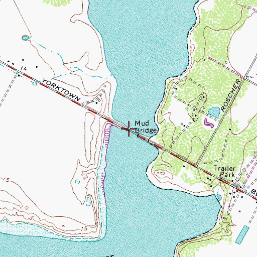 Topographic Map of Mud Bridge, TX