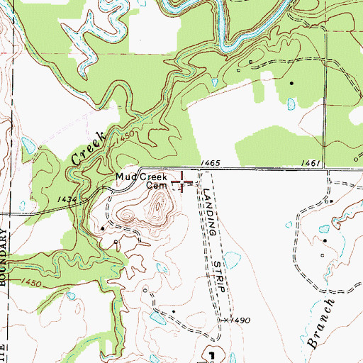 Topographic Map of Mud Creek Cemetery, TX