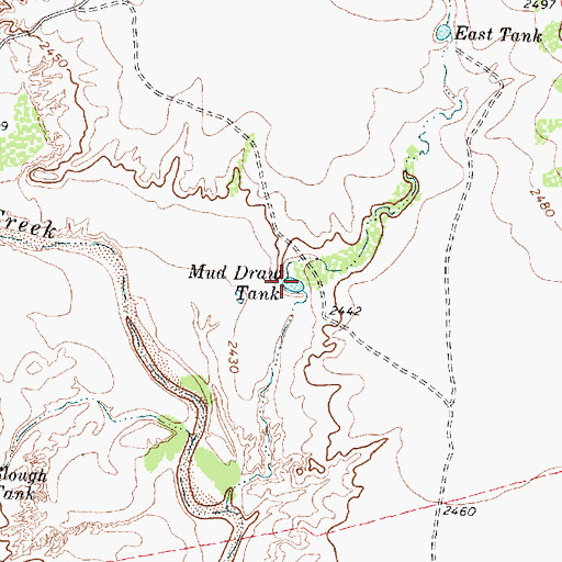 Topographic Map of Mud Draw Tank, TX