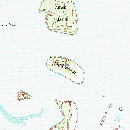 Topographic Map of Mud Island, TX
