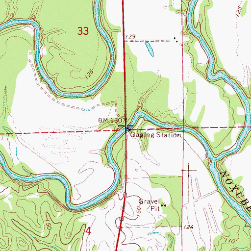 Topographic Map of Noxubee Island, AL