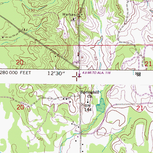 Topographic Map of Nubbin Fork (historical), AL