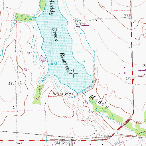 Topographic Map of Muddy Creek Reservoir, TX