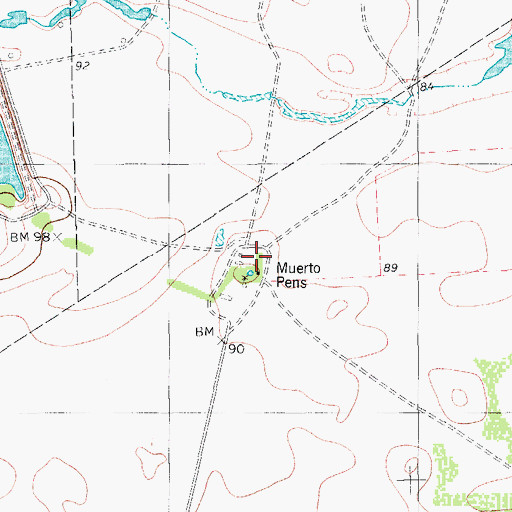Topographic Map of Muerto Pens, TX