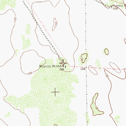 Topographic Map of Muertos Windmill, TX