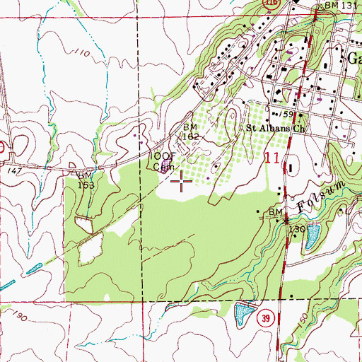 Topographic Map of Odd Fellows Cemetery, AL