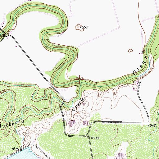 Topographic Map of Mulberry Creek, TX