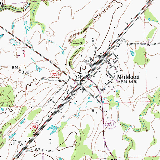 Topographic Map of Muldoon, TX