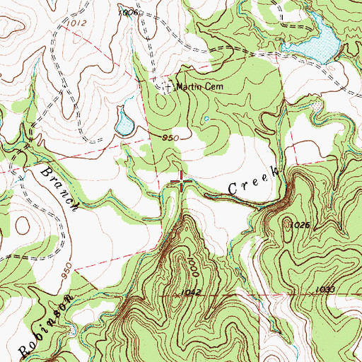 Topographic Map of Mule Branch, TX