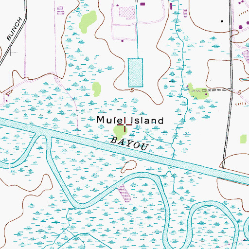 Topographic Map of Mule Island, TX