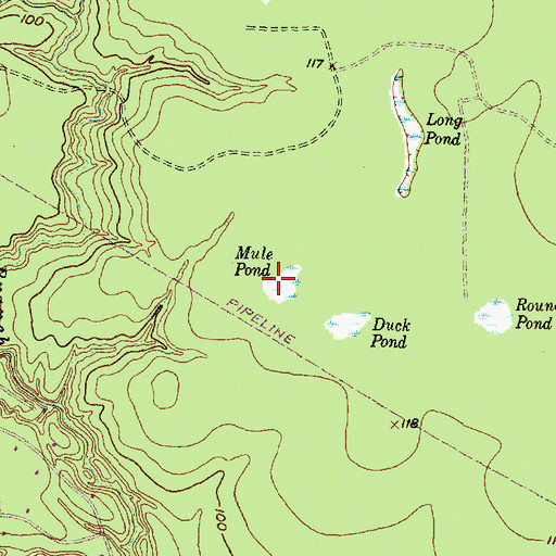 Topographic Map of Mule Pond, TX