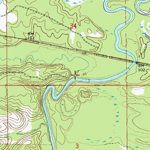 Topographic Map of Opossum Creek, AL