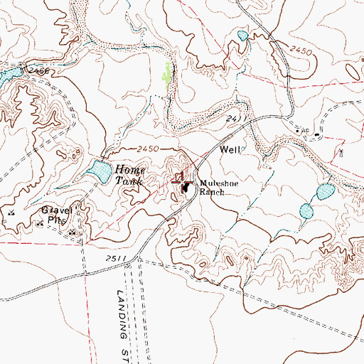 Topographic Map of Muleshoe Ranch, TX
