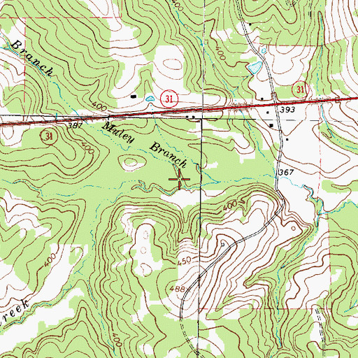 Topographic Map of Muley Branch, TX