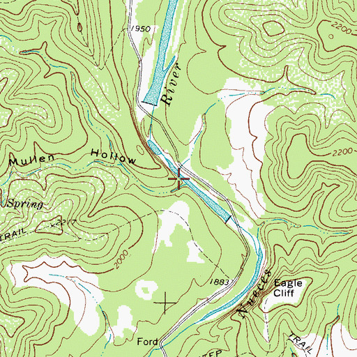 Topographic Map of Mullen Hollow, TX