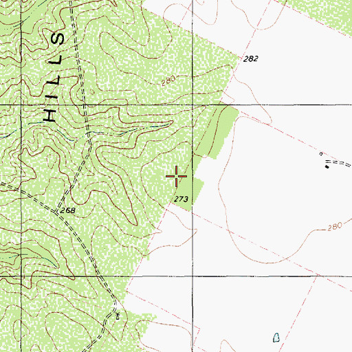 Topographic Map of Mulos Hills, TX