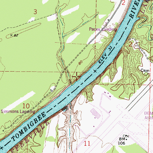 Topographic Map of Paces Landing West, AL