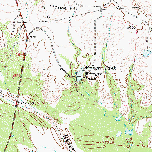 Topographic Map of Munger Tank, TX