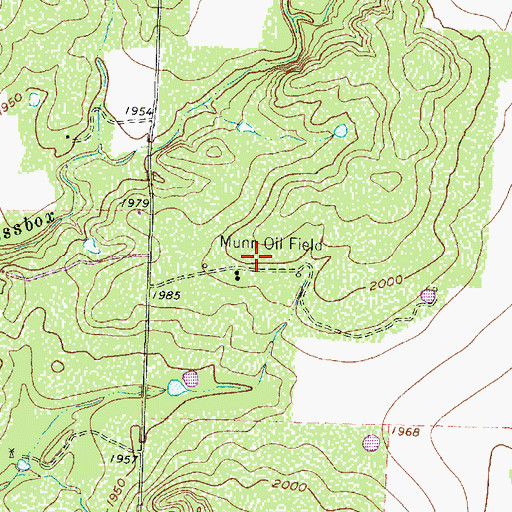Topographic Map of Munn Oil Field, TX