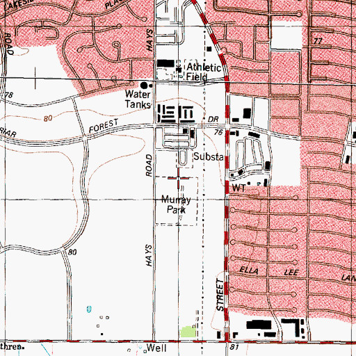 Topographic Map of Murray Park, TX