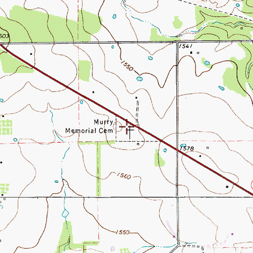 Topographic Map of Murray Memorial Cemetery, TX