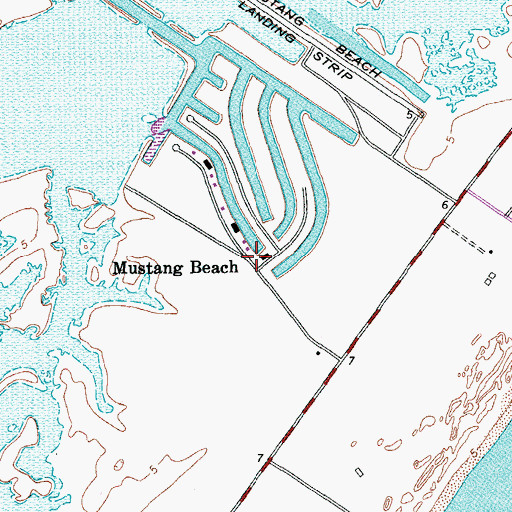 Topographic Map of Mustang Beach, TX
