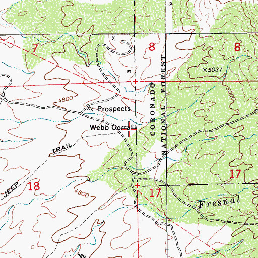 Topographic Map of Webb Corral, AZ
