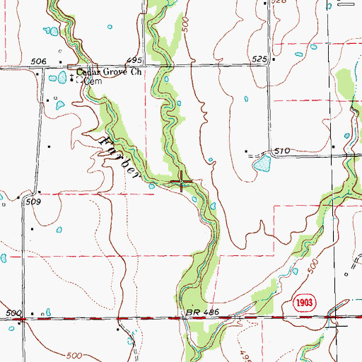Topographic Map of Mustang Branch, TX