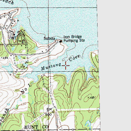 Topographic Map of Mustang Cove, TX