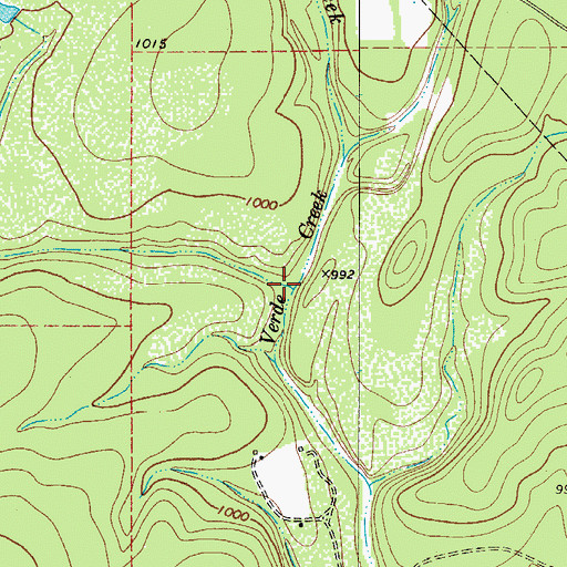 Topographic Map of Mustang Creek, TX