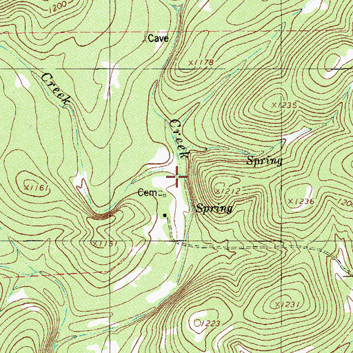 Topographic Map of Mustang Creek, TX