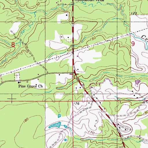 Topographic Map of Pine Grove School (historical), AL