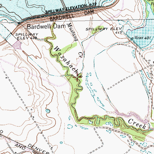 Topographic Map of Mustang Creek, TX