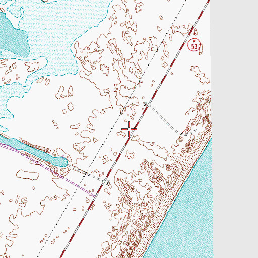Topographic Map of Mustang Island, TX