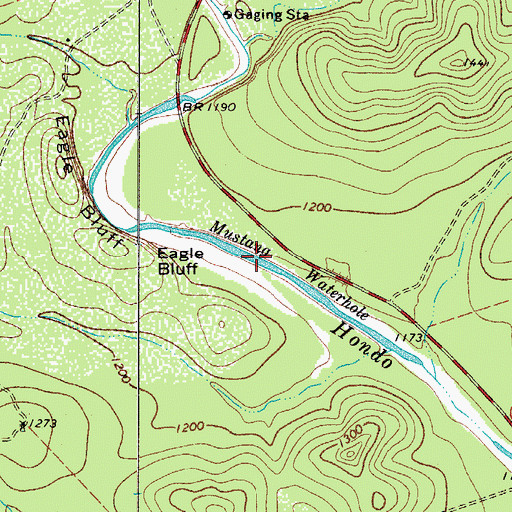Topographic Map of Mustang Waterhole, TX