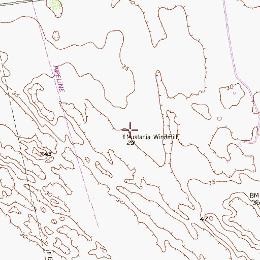 Topographic Map of Mustania Windmill, TX