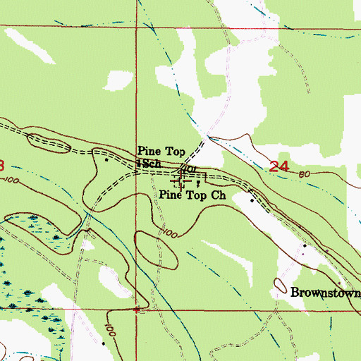 Topographic Map of Pinetop Cemetery, AL